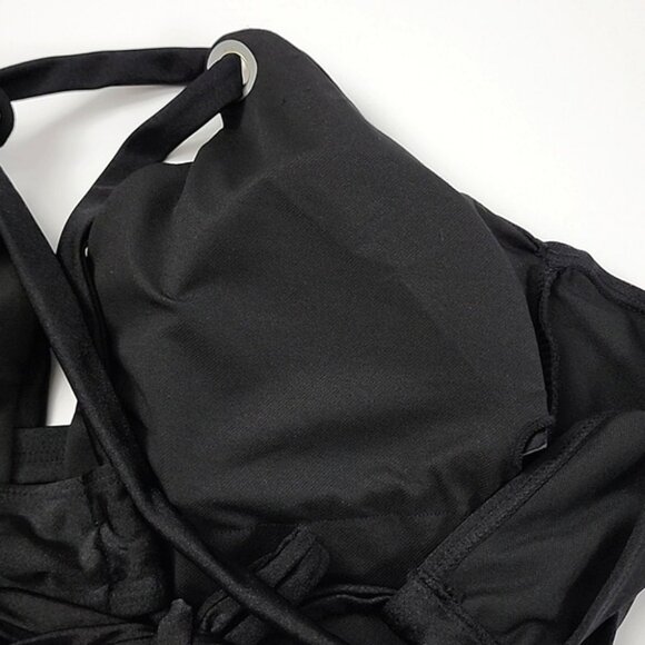 YBL Your Best Look Women's Black One Piece Swimsuit Strappy Halter Size 16 - Picture 6 of 16